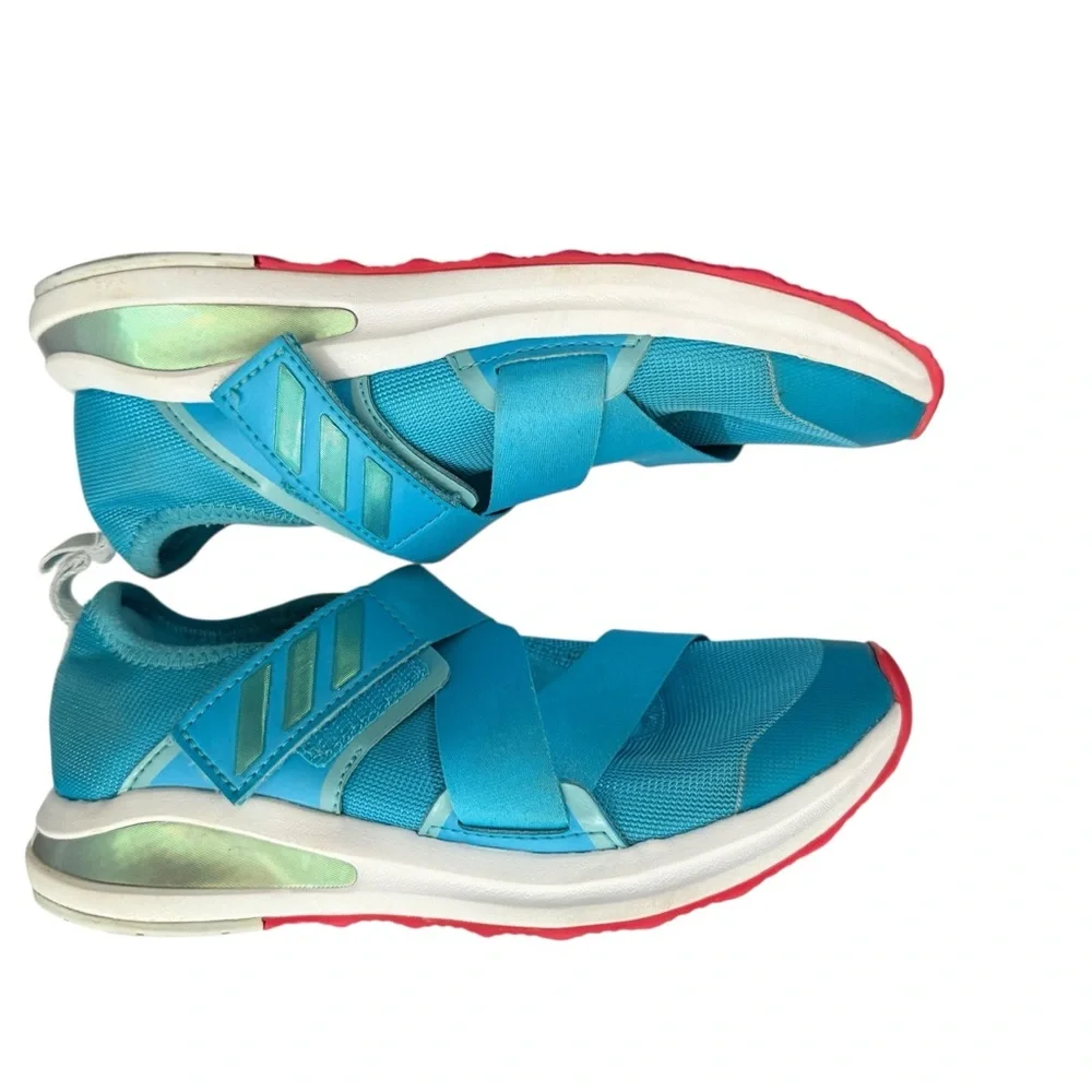 ADIDAS GIRLS SZ 3 FORTARUN X K RUNNING SHOES VELCRO BLUE SNEAKERS YOUTH BIG KID